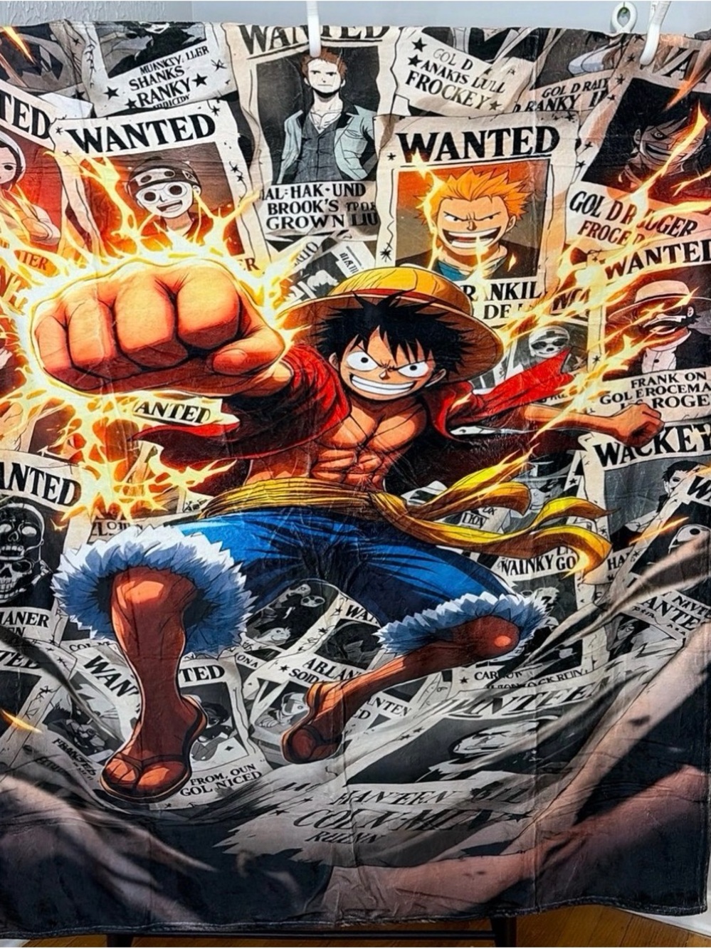 One Piece Luffy Lightning Action Throw Blanket - Multicolor